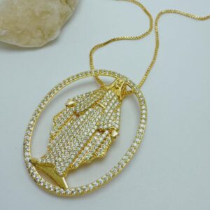 collar religioso en rodio dorada